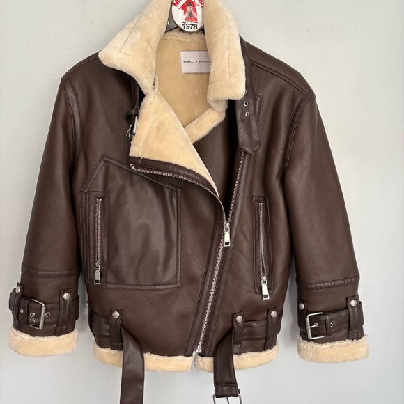 Rebecca Minkoff Jackets & Blazers - Rebecca Minkoff Brown Bomber Jacket with Cream Accents